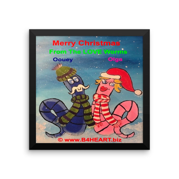 Framed LOVE Worms Merry Christmas poster
